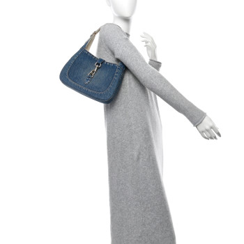 GUCCI Denim Small Jackie Shoulder Bag Blue Denim