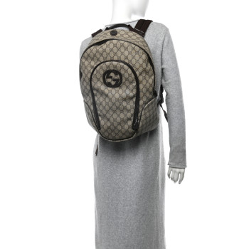 GUCCI GG Plus Monogram Interlocking G Medium Backpack Dark Brown