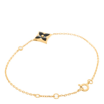 LOUIS VUITTON 18K Yellow Gold Diamond Black Onyx Color Blossom BB Star Bracelet
