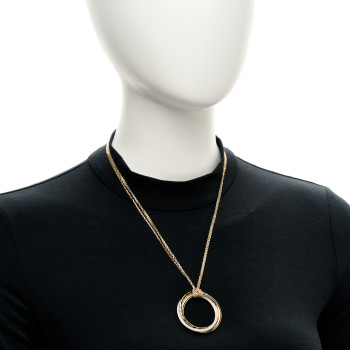 CARTIER 18K Pink Yellow White Gold Diamond Black Lacquer Trinity Panthere De Cartier Pendant Necklace