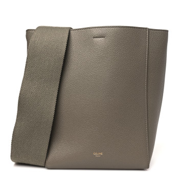 CELINE Soft Grained Calfskin Small Sangle Bucket Bag Taupe