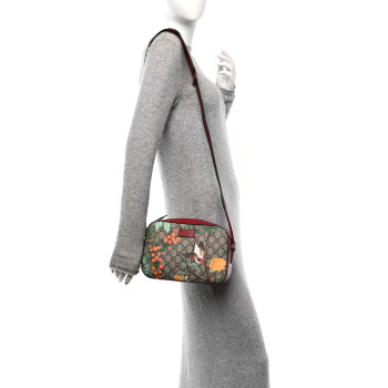 GUCCI GG Supreme Monogram Tian Web Camera Bag Beige Multicolor Red