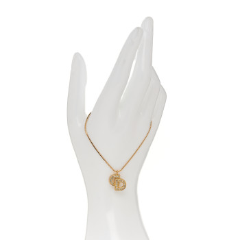 CHRISTIAN DIOR Metal Crystal Chain Logo Bracelet Gold