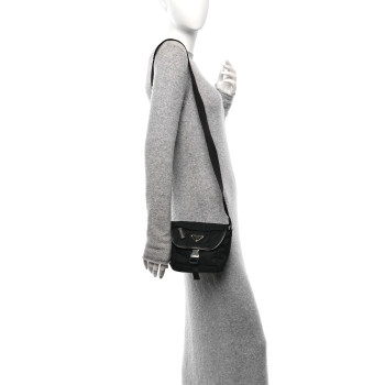 PRADA Re-Nylon Saffiano Triangle Shoulder Bag Black