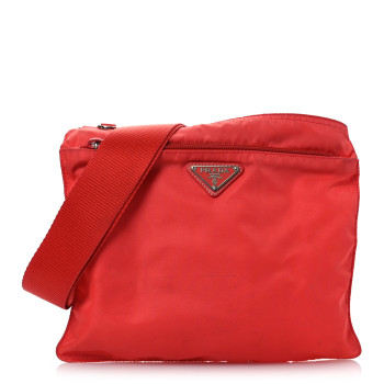 PRADA Nylon Vela Flat Messenger Bag Corallo