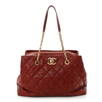 CHANEL Calfskin Quilted Medium Retro Chain Tote Red