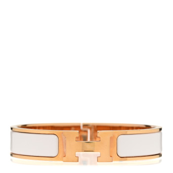 HERMES Enamel Narrow Clic Clac H Bracelet GM White
