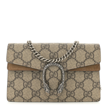 GUCCI GG Supreme Monogram Super Mini Dionysus Shoulder Bag Taupe