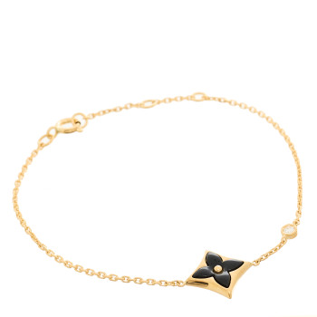 LOUIS VUITTON 18K Yellow Gold Diamond Black Onyx Color Blossom BB Star Bracelet