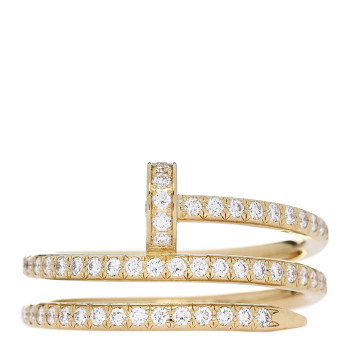 CARTIER 18K Yellow Gold Diamond Double Juste Un Clou Paved Ring 52 6