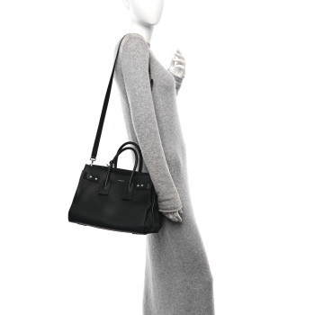 SAINT LAURENT Grained Calfskin Small Supple Sac De Jour  Black