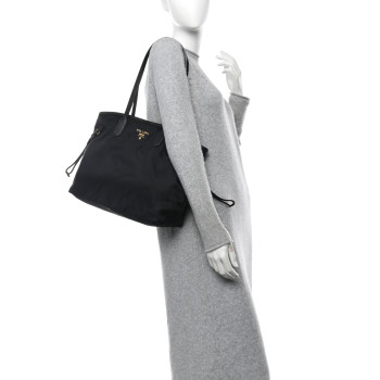 PRADA Tessuto Nylon Saffiano Shopping Tote Black
