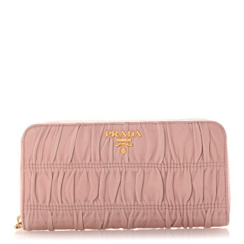 PRADA Nappa Gaufre Zip Around Wallet Cipria