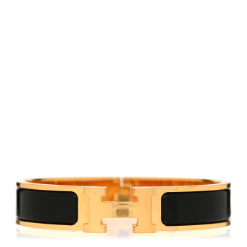 HERMES Enamel Narrow Clic Clac H Bracelet PM Black