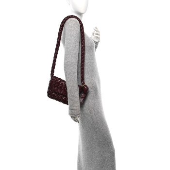 BOTTEGA VENETA Calfskin Foulard Intreccio Kalimero Citta Shoulder Bag Barolo