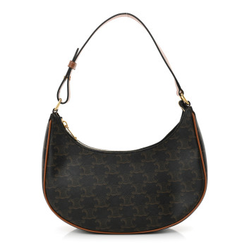 CELINE Triomphe Canvas Calfskin Ava Shoulder Bag Tan