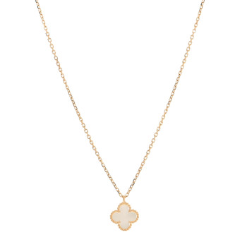 VAN CLEEF & ARPELS 18K Yellow Gold Mother of Pearl Sweet Alhambra Pendant Necklace