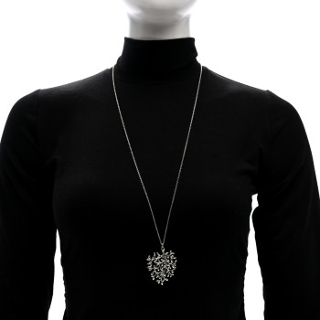 TIFFANY Sterling Silver Paloma Picasso Olive Leaf Heart Branch Pendant Necklace