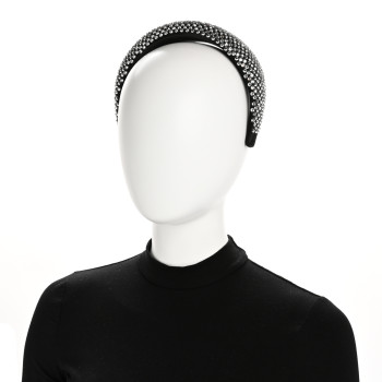 PRADA Satin Crystal Embellished Headband Metal