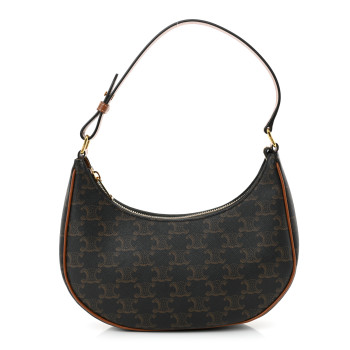 CELINE Triomphe Canvas Calfskin Ava Shoulder Bag Tan