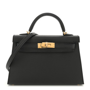 HERMES Epsom Mini Kelly Sellier 20 Black