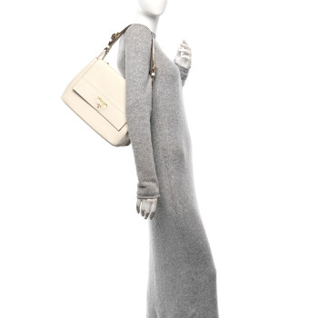 PRADA Vitello Daino Flap Shoulder Bag Talco