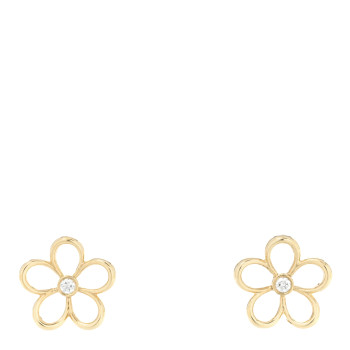 TIFFANY 18K Yellow Gold Diamond Small Open Flower Earrings