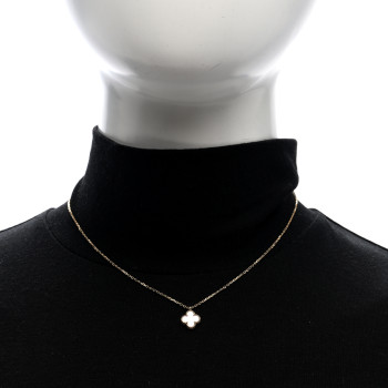 VAN CLEEF & ARPELS 18K Yellow Gold Mother of Pearl Sweet Alhambra Pendant Necklace