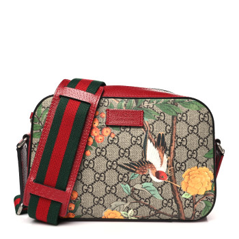 GUCCI GG Supreme Monogram Tian Web Camera Bag Beige Multicolor Red