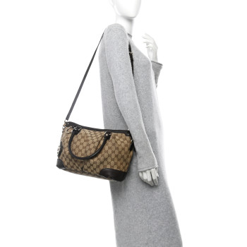 GUCCI Monogram Medium Sukey Top Handle Dark Brown
