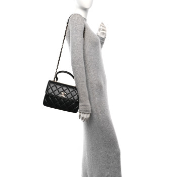 CHANEL Lambskin Quilted Small Trendy CC Dual Handle Flap Bag Black