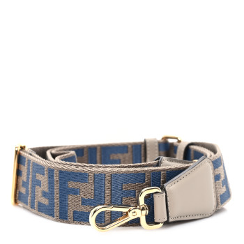FENDI Jacquard Ribbon Vitello King FF Bi-Color Intreccio Adjustable Strap You Dove Poseidon