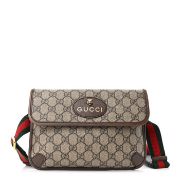 GUCCI GG Supreme Monogram Neo Vintage Web Belt Bag Brown