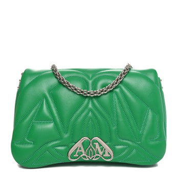 ALEXANDER MCQUEEN Lambskin Quilted Medium The Seal Chain Shoulder Bag Green