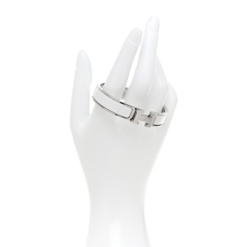 HERMES Enamel Narrow Clic Clac H Bracelet PM White