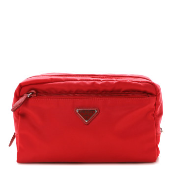 PRADA Tessuto Nylon Vela Cosmetic Pouch Rosso