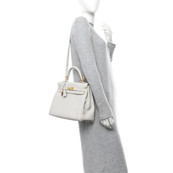 HERMES Togo Kelly Retourne 32 Gris Pale