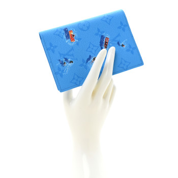 LOUIS VUITTON Monogram Pool Passport Cover Blue Lagoon