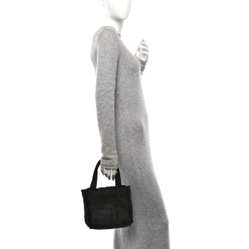 CHANEL Suede Shearling Fur Handbag Black