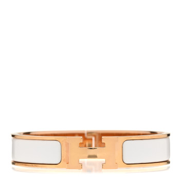 HERMES Enamel Narrow Clic Clac H Bracelet GM White