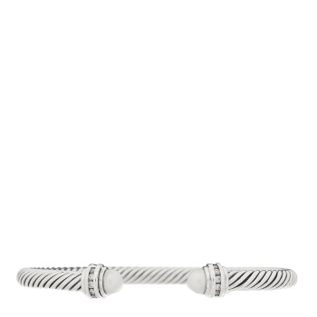 DAVID YURMAN Sterling Silver Diamond Cultured Pearl 5mm Cable Classics Princess Bracelet