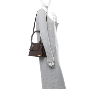 JACQUEMUS Smooth Calfskin Le Grand Chiquito Dark Brown