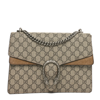GUCCI GG Supreme Monogram Medium Dionysus Shoulder Bag Taupe