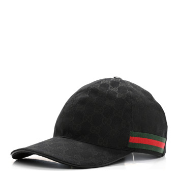GUCCI Monogram Web Baseball Hat S Black