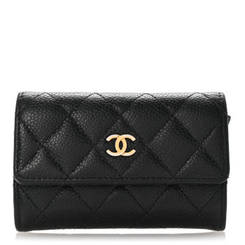 CHANEL Caviar Quilted Flap Card Holder Black