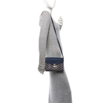GOYARD Goyardine Calfskin Chypre Wallet Pouch Navy