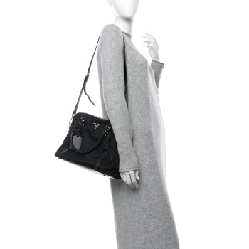 PRADA Tessuto Nylon Vitello Hobo Black
