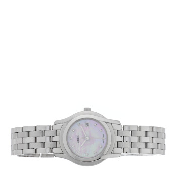 GUCCI Stainless Steel Diamond Pink Mother of Pearl 27mm 5500L Quartz Watch