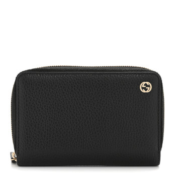 GUCCI Dollar Calfskin Medium GG Zip Around Wallet Black