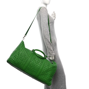 BOTTEGA VENETA Calfskin Intrecciato Large Duffle Bag Parakeet